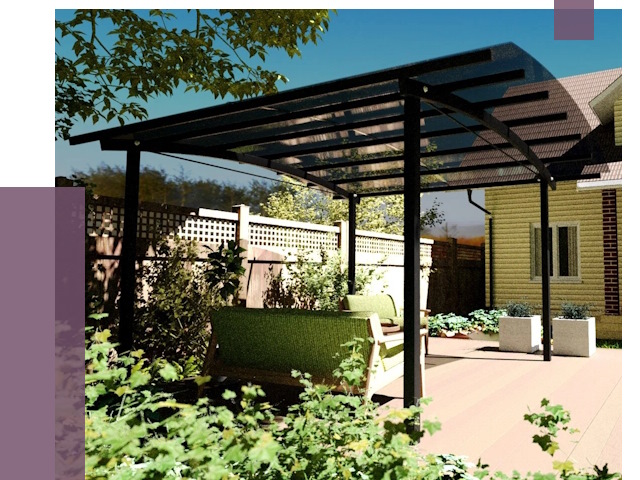 Навесы для террасы в Ангарске от 13099 руб. под ключ | ПРОЛЁТ-Нгр