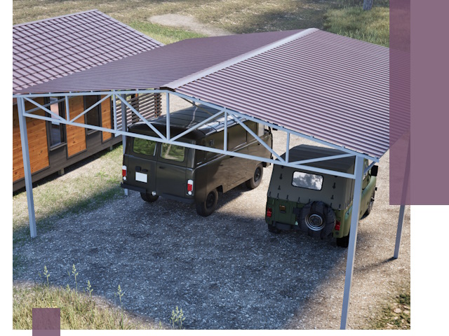 Двускатные навесы под ключ в Ангарске — изготовление и монтаж